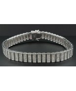 Statement Diamond Bracelet Mens Sterling Silver 7.25 Pave Round Cut 2.50 Ct - £288.11 GBP