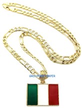 Italie Drapeau Petit Collier Pendentif Avec 61cm Longue Chaîne Italien Roma - £15.69 GBP
