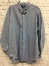 Ralph Lauren Pony Logo Mens Blue Check Print Long Sleeve Button Down Shirt 17 XL - $14.84