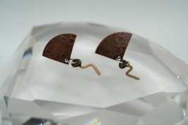 Vintage Sterling Silver and Copper Hammered Dangle Earrings 2.8cm - $12.67