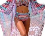 Milumia Women&#39;s 3 Piece Swimsuit Allover Print Crisscross Tie Back Bikin... - $32.73