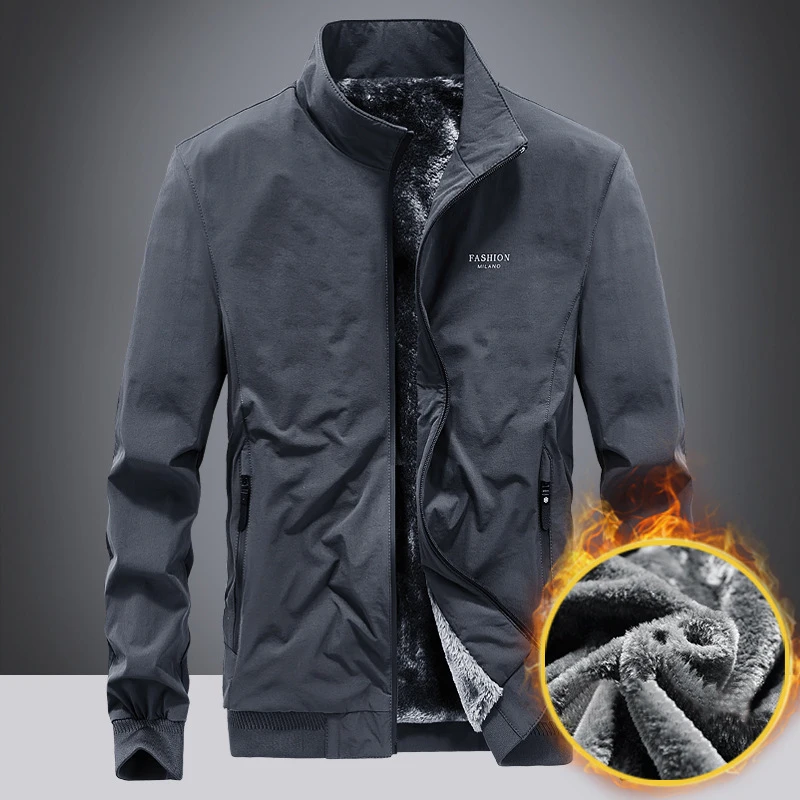 Winter Men Fleece Velvet ThickWarm Jacket Coat Fashion Clic Casual Zipper Jacket - £186.21 GBP
