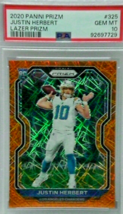 2020 Panini Prizm Orange Lazer Prizm #325 Justin Herbert RC PSA 10 GEM MINT - $247.49