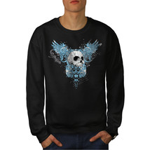 Wellcoda Wings Goth Biker Skull Mens Sweatshirt, Angel Casual Pullover Jumper - £23.73 GBP+