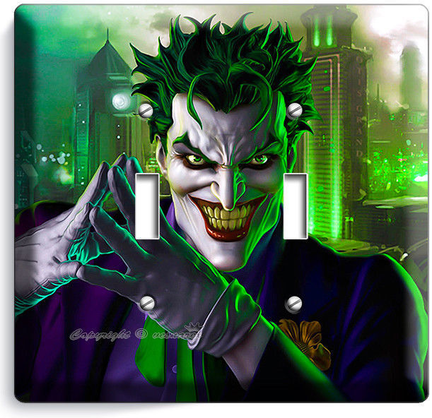 JOKER BATMAN COMICS DOUBLE LIGHT SWITCH WALL PLATE COVER BOY ROOM HOME ART DECOR