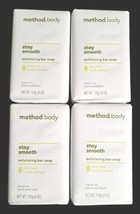 Method Body Stay Smooth Exfoliating Bar Soap x4 Olive Leaf Natural 6 oz ea lot - £45.89 GBP