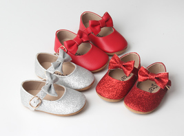 Starbie Mary Janes Red Silver Glitter Red Glitter Baby Shoes Toddler shoes - £15.98 GBP