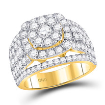 14kt Yellow Gold Round Diamond Cluster Bridal Wedding Engagement Ring 3.00 Ctw - £2,876.34 GBP