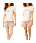 Lucky Brand Pajama 3pc/set (Pant, Short &amp; Tee)  Pink Women&#39;s Size L-XL NWT - $23.14