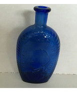 Vintage glass flask bottle George Washington eagle cobalt blue liquor bo... - $32.62