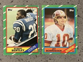1986 Topps Football Jay Schroeder and Albert Bentley Rookie Cards RC $2.... - $2.88