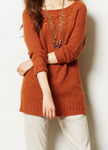 Nwt Anthropologie Dashed Pointelle Taupe Pullover Sweater By Moth M - £47.78 GBP