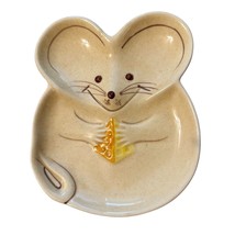 Vintage Ceramic Cheese Cookie Dish Plate Mouse Cheese Spoon Rest Gustin MCM - $14.84