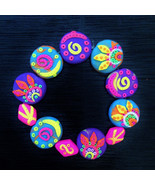 Bracciale Boho Hippie UV-BLACKLIGHT Neon Tribal Psychedelic Festival Goa... - $18.51