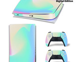 For PS5 Digital Edition Console &amp; 2 Controller Cool Ombre Vinyl Wrap Ski... - $15.97