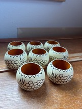 Lot of 8 Cream Painted Wood w Brown Grapes or Berries Outline Round Napkin Rings - £10.30 GBP