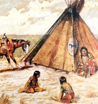 Joy Of Life Native Americans At Home 1978 Old West Print Russell LGAD99 - $49.99