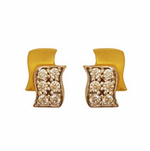 22Kt Yellow Gold Cubic Zirconia CZ Classy Handmade Stud Women Earrings - £426.99 GBP