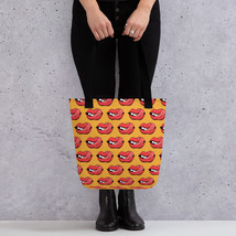 Pop Art Lips Yellow Design Tote Bag - £17.38 GBP