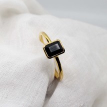 Lab-Created Onyx Noir 925 Bague en Argent Pierre Précieuse Octogone Coupe Femme - £16.03 GBP