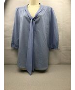 7th Avenue New York And Company Blue Blouse Shirt Woman&#39;s Size L Careerw... - $363.21 MXN