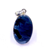 92.5 SILVER PENDANT - Pietersite Cabochon Pendant - Oval Pendant - 32x20mm - $62.00
