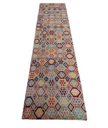 Exquisite 2x10 Anatolian Turkish Geometric Runner Rug - $625.45 CAD
