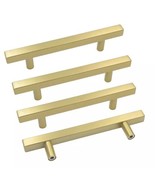 Goldenwarm 4 Pack Gold Handles Brushed Brass Pulls Kitchen Drawers 4” Ho... - £12.91 GBP