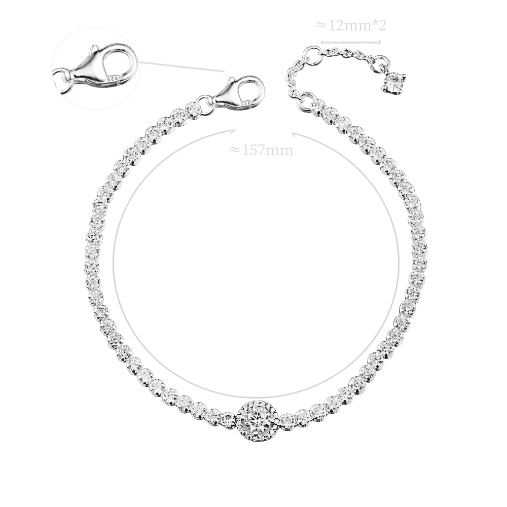 Sparkling Halo Tennis Bracelets 100% 925 Sterling Silver Jewelry Free Sh... - £43.91 GBP