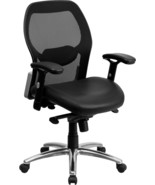 Black Mid-Back Leather Chair LF-W42-L-GG - $6,317.64 MXN