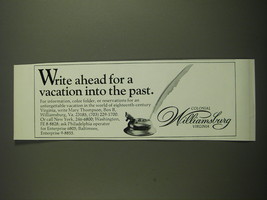 1972 Colonial Williamsburg Virginia Ad - Write ahead for vacation into the past - £14.54 GBP