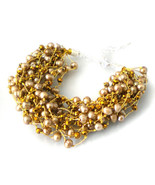 Enchanting Iridescence Bronze Colored Pearls Multi-Strand Layered Bracelet - £22.89 GBP