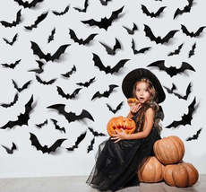 24/48pcs Halloween Decoration 3D Black PVC Bat Halloween Party DIY Decor Bar Roo - £7.68 GBP+