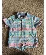 Oshkosh B&#39;Gosh Boys Blue Plaid Short Sleeve Button Down Shirt Size 3T - $90.00 MXN