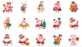 Christmas santa 20 Icon stickers pack instant download svg,png,psd,eps,jpeg - £3.58 GBP