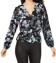 bar III Womens Floral Print Peplum Top Size XX-Large Color Black Floral Heather - £57.07 GBP