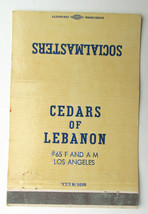 Cedars of Lebanon #65 F and AM - Los Angeles, CA Mason 40 Strike Matchbo... - $2.00