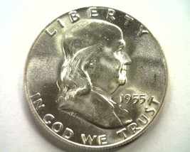 1955 Franklin Half Dollar Choice Uncirculated / Gem White Ch Unc / Gem Nice Coin - £25.16 GBP