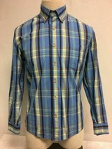 VINTAGE 1946 MEN&#39;S LONG SLEEVE BUTTON DOWN SHIRT IN BLUE PLAID, SIZE M M... - £10.23 GBP