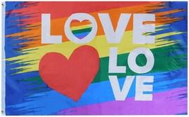 3x5 Love Heart Rainbow Pride LGBTQIA 3&#39;x5&#39; Woven PRINTED Nylon Flag Banner - £4.70 GBP