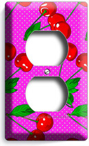 RED HOT CHERRIES PINK POLKA DOTS OUTLET LIGHT SWITCH PLATE DINING KITCHE... - £8.07 GBP