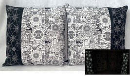 Astral Alchemy &amp; Glow In Dark Spider Webs Throw Pillow Set 14&quot;x14&quot; Magic Occult - £24.35 GBP