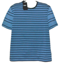 Hugo Boss Blue Navy Stripes Cotton Mens T- Shirt Size 2XL - £58.37 GBP