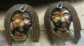 Egyptian Figure Face Mask Pin Ear Rings - $9.49