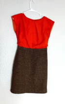 Ann Taylor LOFT Womens 0 P Orange Top Tweed Bottom Dress Blouson Career Business - $18.80