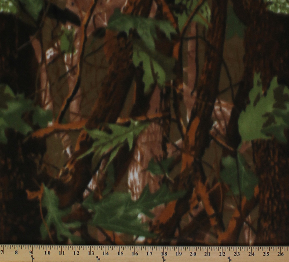 Camouflage Green Leaves Branches Camo Fleece Fabric Print by the Yard A5... - $7.97
