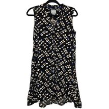 Maeve Art Girl Indie Abstract Drapey Shirt Dress Black White Rayon Sleev... - $28.99