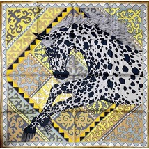 Hermes Scarf Appaloosa des Steppes 90 cm silk yellow Carre horse 35&quot; - £1,072.49 GBP