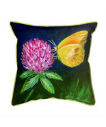 Betsy Drake Sulphur Butterfly &amp; Clover Large Indoor Outdoor Pillow 18x18 - £46.73 GBP