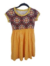 435 Matilda Jane Girls Dress 10 Brown Yellow Printed Short Sleeve Knee Length  - £14.81 GBP